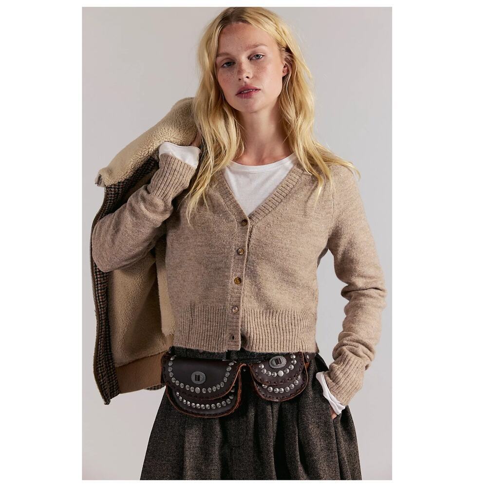 NEW Free People School Girl Crop Softspun Cardigan Size XS